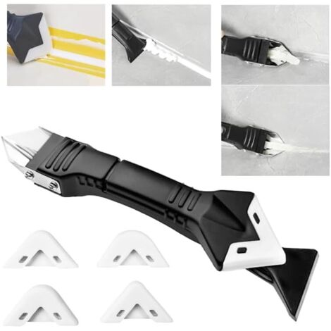 Kit per calafataggio in silicone 3 in 1, raschietto flessibile per calafataggio in silicone, raschietto per colla per vetro, sigillante in silicone, strumenti per calafataggio in silicone, per lavello