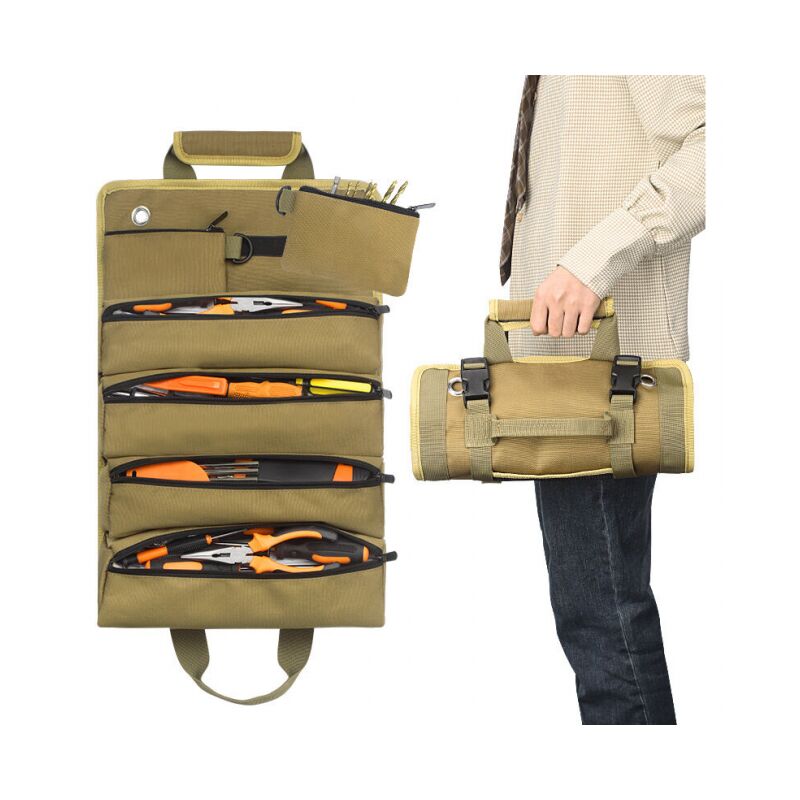 Image of Linjou - Kit per elettricista, tipo a rotolo, borsa per elettricista, borsa per stoccaggio, borsa per appendere, kit hardware per montaggio su auto