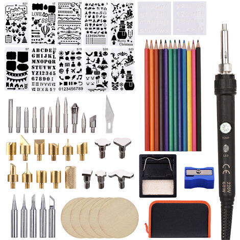 28 Punte Legna Saldatura,5 Punte di Riparazione Saldatura ed Altro Accessorio 39in1 Pirografia Legno Kit&Saldatura Elettrica Kit,GOCHANGE Includere Penna a Saldare a Temperatura Regolabile 