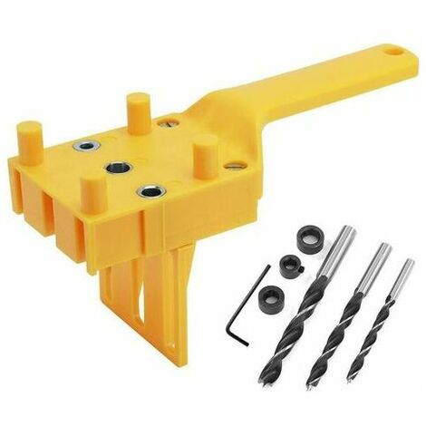 Kit per la lavorazione del legno con raccordo per tasselli Guida per trapano da 6/8/10 mm Tassello per la lavorazione del legno Sega Strumento di perforazione portatile