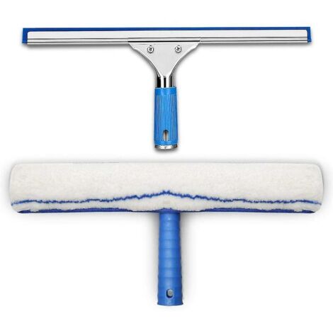 Kit per la pulizia dei vetri, tergivetro e panno in microfibra, tergivetro per doccia con bordo in gomma, strumento per la pulizia dei vetri, tergivetro Aquablade da 35 cm