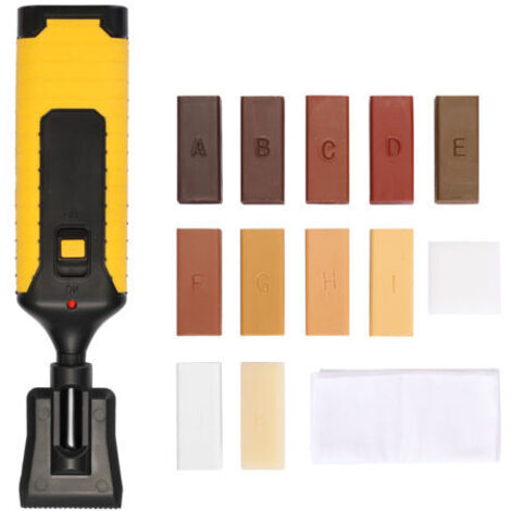 Kit per la riparazione di pavimenti in laminato, kit per la riparazione di pavimenti in legno da 11 pezzi, strumento di livellamento a fusione, 11 colori, cera dura per stucco per legno, pavimenti in 
