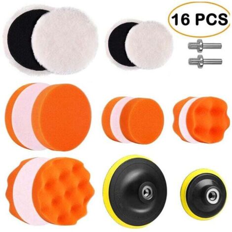 Kit per lucidatura auto da 3" e 5" 16 tamponi in schiuma per auto, kit di tamponi lucidanti, tamponi per lucidatura metalli