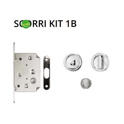 Kit per porta a scorrimento Ghidini gm tondo con serratura cromo satinato