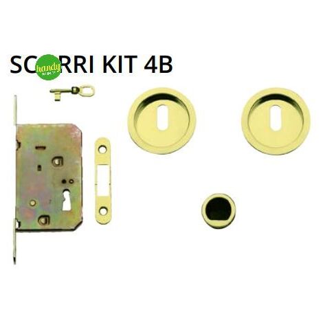 Kit per porta a scorrimento Ghidini gm tondo con serratura ottone lucido