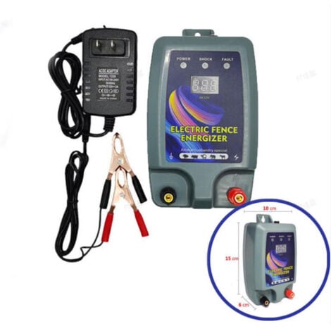 FORTUNEVILLE Kit per recinzione elettrica, recinzione elettrica per bestiame, 2 modalità di alimentazione per allevamento di pollame, elettrificatore per recinzione, alta potenza - Keyoung