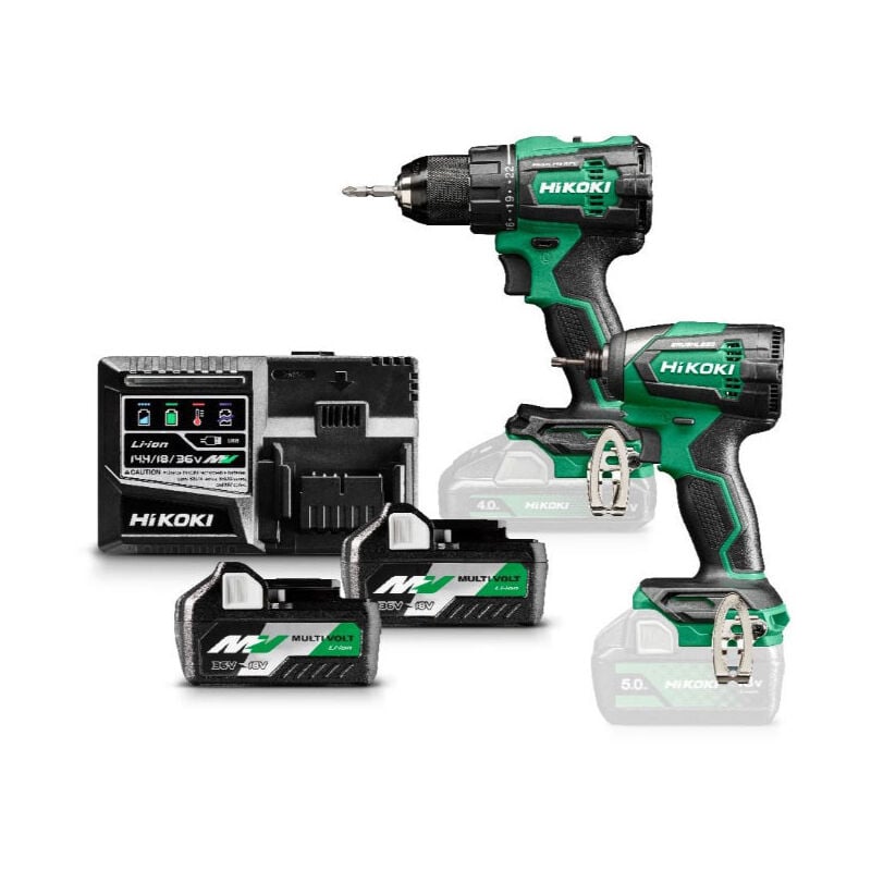 Hikoki - Pack 2 outils 18V perceuse + visseuse à choc 175 Nm - KC18DEWAZ