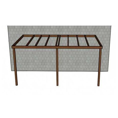 Kit Pergola / Carport Adossé Douglas Structure Légère 3m x 5m - Traité Autoclave Marron - Sans Support