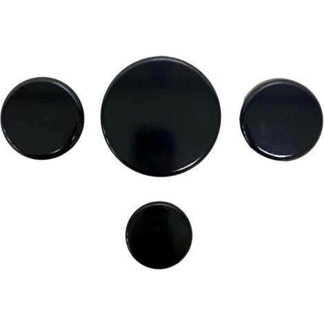 Kit Piattelli per Piano Cottura, 4 Pezzi Compatibile con Smeg Ignis - Dimensioni: Piccolo 44.5 mm Medio 55 mm Grande 80 mm - Smaltati Nero Lucido