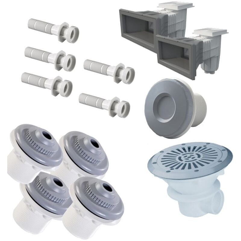 Kit pièces à sceller piscine liner 10m x 5m - Gris