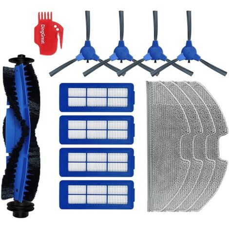 Kit Pièces Accessoires Compatible avec RoboVac G30, RoboVac G30 Edge, RoboVac G10 Hybrid Robot aspirateur, 1 Brosse Principale, 4 Filtres, 4 Brosses latérales, 4 Chiffon de Nettoyage