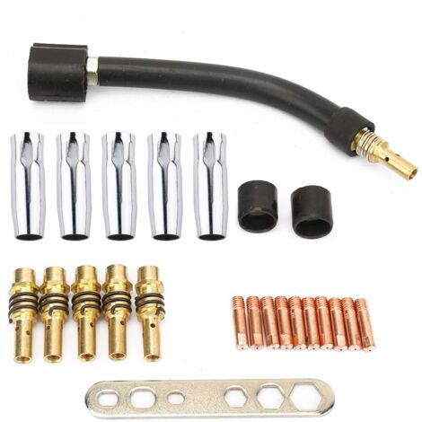 Kit pièces torche à souder Binzel 15AK, 24 pièces incluent buse, contact, col de cygne et porte-électrode, cuivre haute conductivité