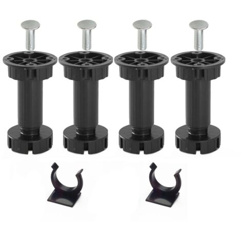 KIT PIEDI TONDI REGOLABILI 4 PEZZI Ø 28 - H. 100 MM. CON VITI E CLIP