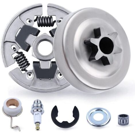 Kit pignon et embrayage 3/8" pour STIHL 017 018 MS170 MS180 021 023 025 MS210 MS230 MS250, pignon + tambour d'embrayage + roulement + rondelle + pince E + bougie d'allumage 7 en 1