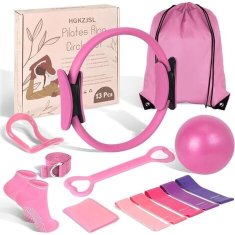 Kit Pilates Débutant - Ballon Yoga 23 cm - Anneau Pilates - Bandes de Résistance - Chaussettes Antidérapantes - Sac de Transport - 13 Pièces
