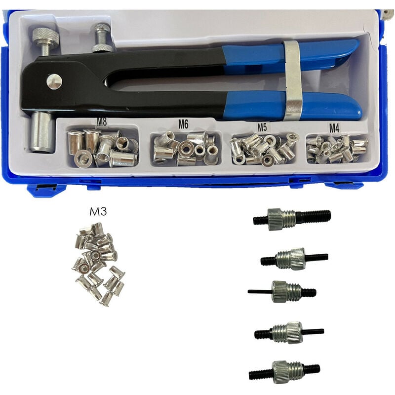 Kit pince a sertir les inserts filetes de m3 m4 m5 m6 m8 - 86 pièces