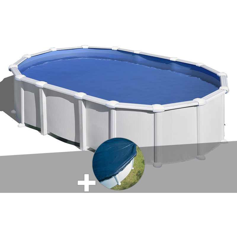 Kit piscine acier blanc Gré Haïti ovale 8,15 x 4,90 x 1,32 m + Bâche hiver - Blanc