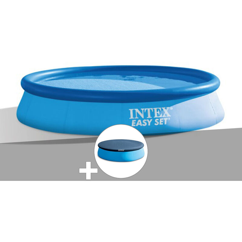 Kit piscine autoportée Intex Easy Set 3,66 x 0,76 m + Bâche de protection - Bleu