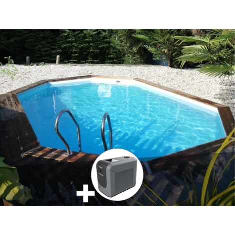 Kit piscine bois Gré Grenade 2 4,36 x 3,36 x 1,17 m + Poolican