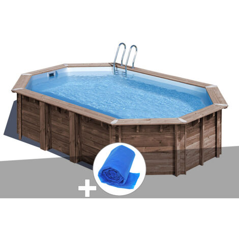 Kit piscine bois Gré Macadamia 6,32 x 3,35 x 1,30 m + Bâche à bulles