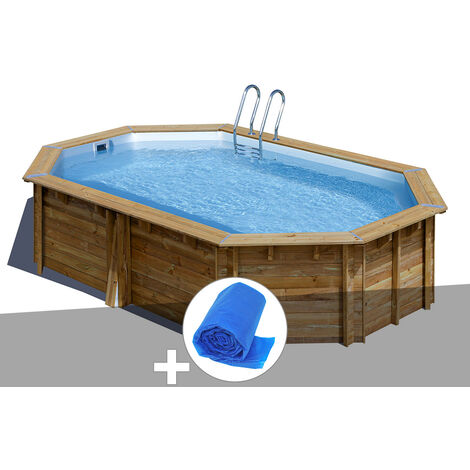Kit piscine bois Gré Vermela 6,72 x 4,72 x 1,46 m + Bâche à bulles
