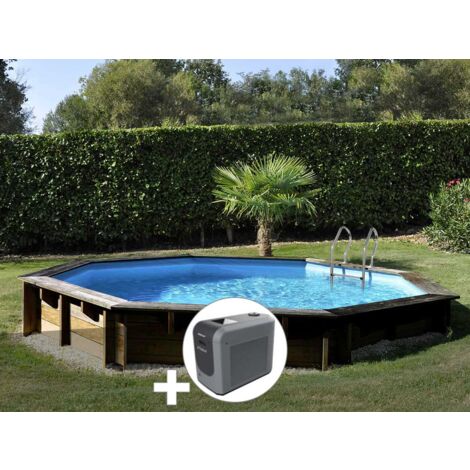 Kit piscine bois Gré Violette 2 Ø 5,00 x 1,27 m + Poolican