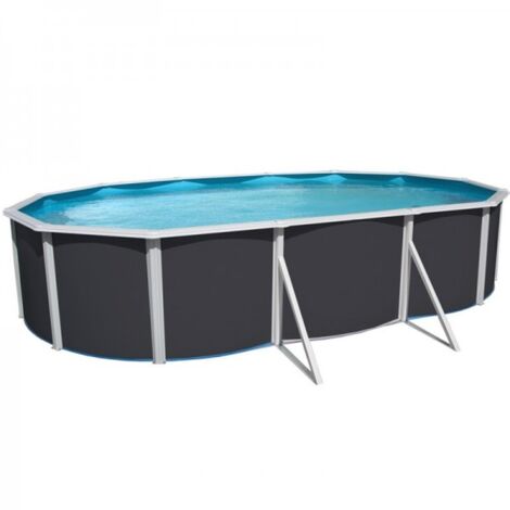 Kit piscine hors-sol acier Toi ANTHRACITE MALLORCA ovale 640x366x120cm filtre à sable