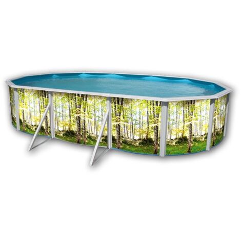 Kit piscine hors-sol acier Toi BOSQUE ovale 6.40 x 3.66 x 1.20m décor bosquet