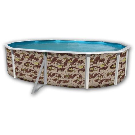Kit piscine hors-sol acier Toi CAMUFLAJE ovale 5.50 x 3.66 x 1.20m décor camouflage