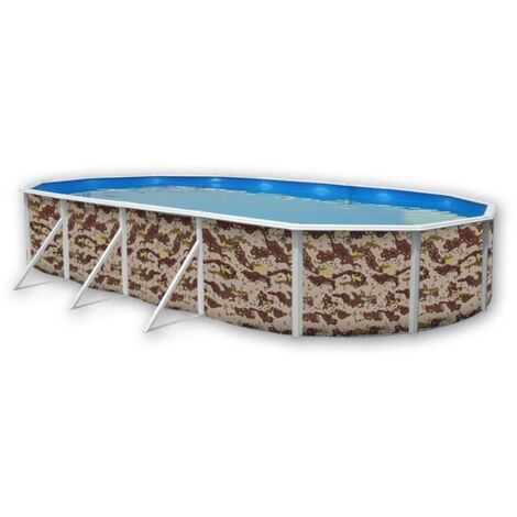 Kit piscine hors-sol acier Toi CAMUFLAJE ovale 7.30 x 3.66 x 1.20m décor camouflage