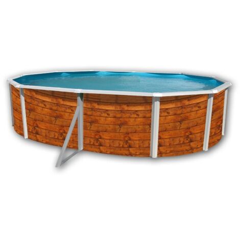 Kit piscine hors-sol acier Toi ETNICA ovale 5.50 x 3.66 x 1.20m décor bois
