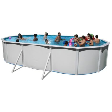 Kit piscine hors-sol acier Toi MALLORCA OVALADA ovale 6.40 x 3.66 x 1.20m décor laqué blanc