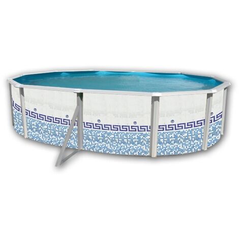 Kit piscine hors-sol acier Toi MOSAICO ovale 5.50 x 3.66 x 1.20m décor mosaïque