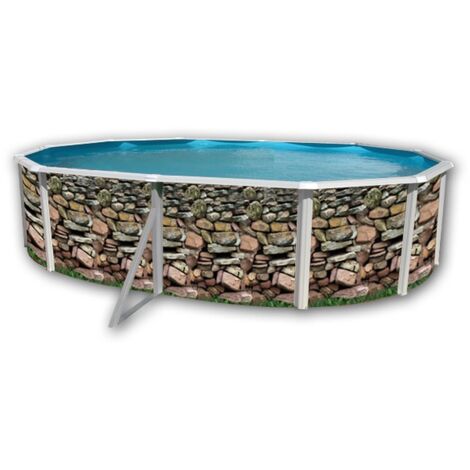 Kit piscine hors-sol acier Toi MURO ovale 5.50 x 3.66 x 1.20m décor pierre