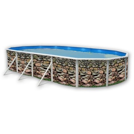 Kit piscine hors-sol acier Toi MURO ovale 7.30 x 3.66 x 1.20m décor pierre