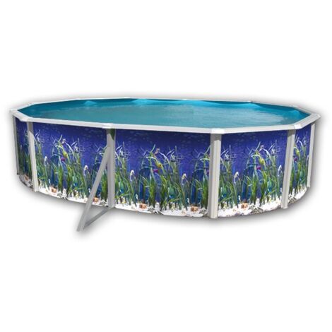 Kit piscine hors-sol acier Toi OCEANO ovale 5.50 x 3.66 x 1.20m décor aquatique