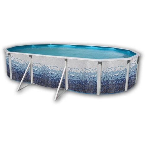 Kit piscine hors-sol acier Toi TRENCADIS ovale 6.40 x 3.66 x 1.20m décor céramique