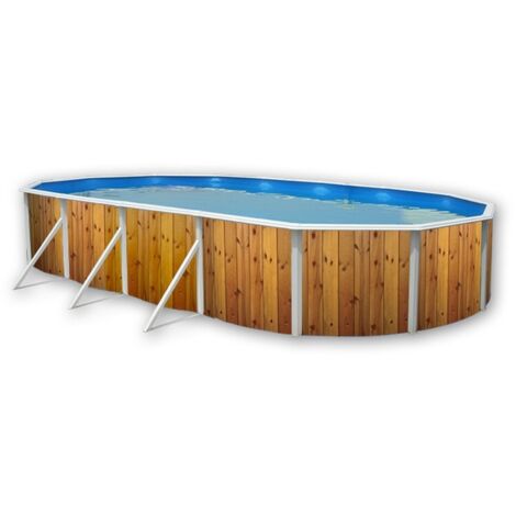 Kit piscine hors-sol acier Toi VETA ovale 9.15 x 4.57 x 1.20m décor bois