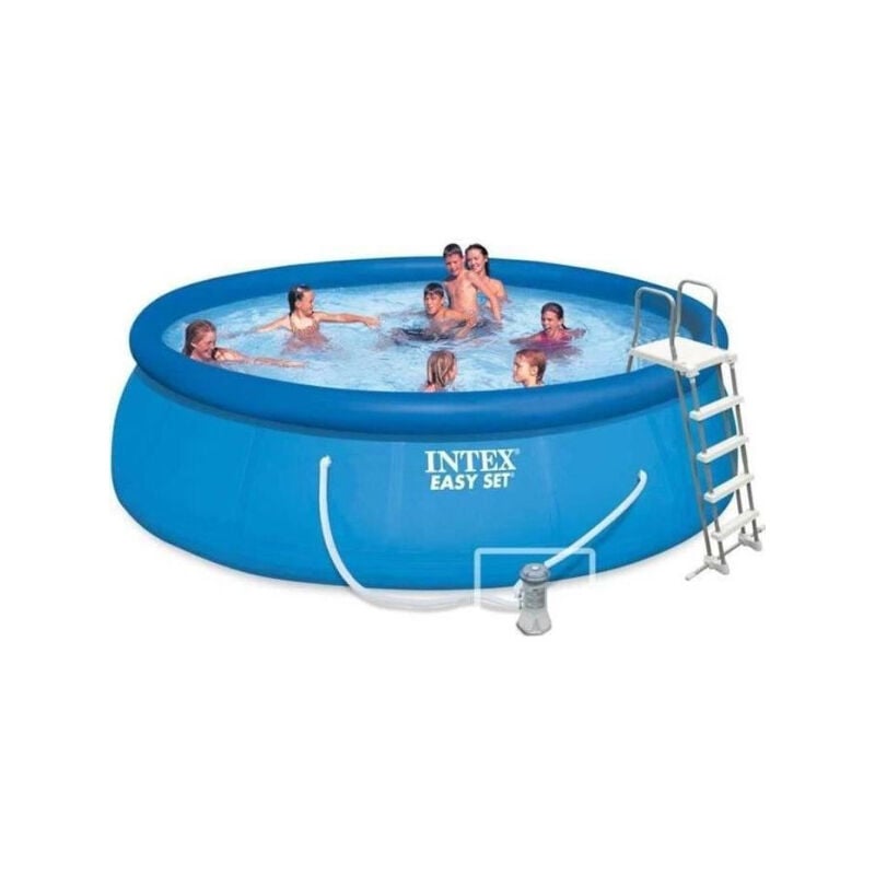 Kit Piscine hors sol autoportante Intex Easy Set™ - 457 x 122 cm - Ronde (Pompe, bâche, tapis de sol, échelle) - 26168NP