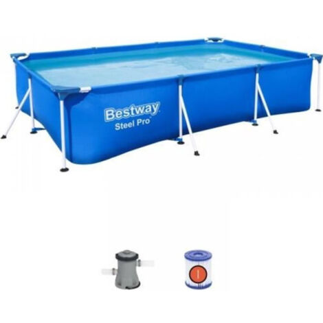 Kit Piscine hors sol tubulaire BESTWAY - Steel Pro - 300 x 201 x 66 cm - Rectangulaire (filtre a cartouche et cartouche)