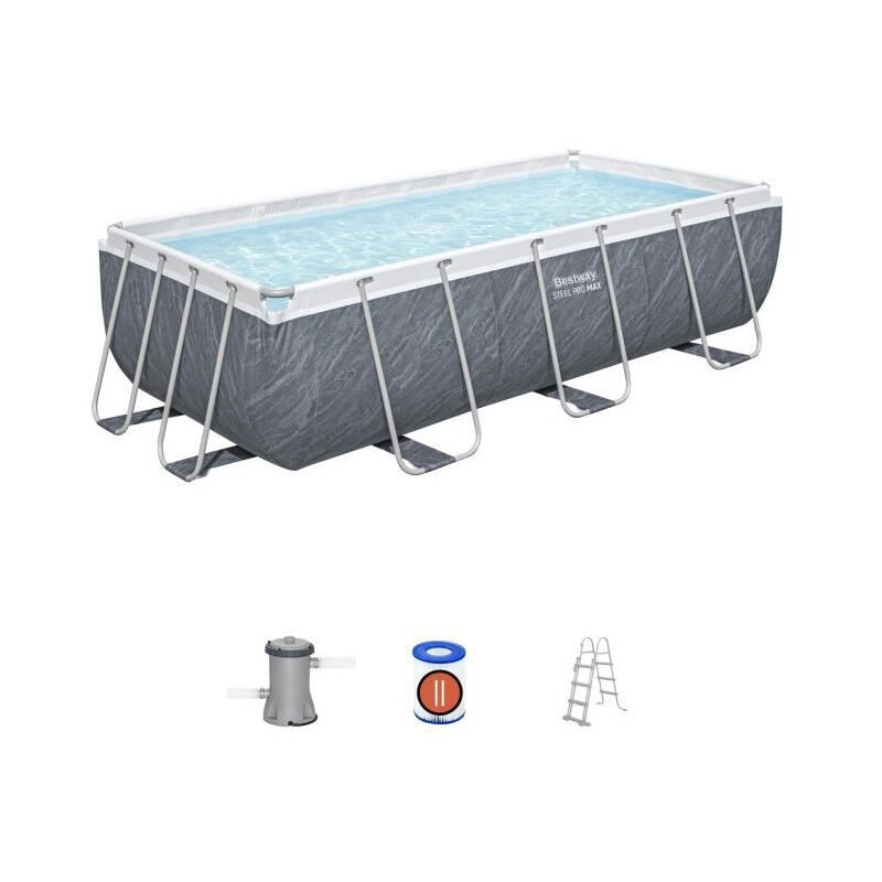 Kit Piscine hors sol tubulaire BESTWAY Steel Pro MAX™ 305 x 200 x 84 cm Ovale Livrée avev filtre a cartouche et 1 cart - vue 10