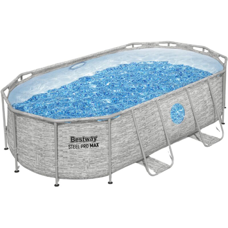 Kit Piscine hors sol tubulaire BESTWAY Steel Pro MAX™ 305 x 200 x 84 cm Ovale Livrée avev filtre a cartouche et 1 cart - vue 8