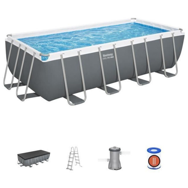 Piscine hors-sol cadre rectangulaire Bestway Steel Pro Max 488 x 244 x 122 cm, filtre 3,028 m³/h