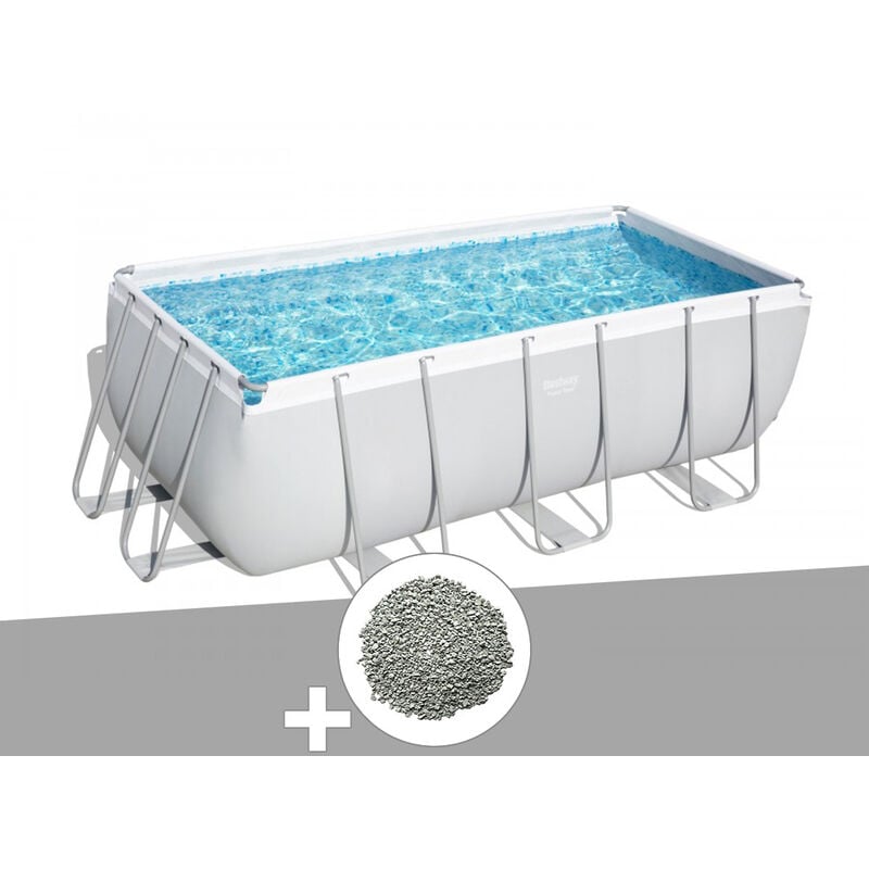 Kit piscine tubulaire Bestway Power Steel rectangulaire 4,12 x 2,01 x 1,22 m + 10 kg de zéolite