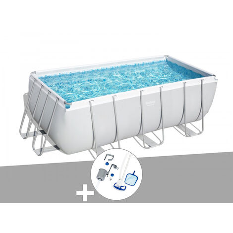 Kit piscine rectangulaire power steel frame - 412 x 201 x 122 cm - Gris - Livraison gratuite