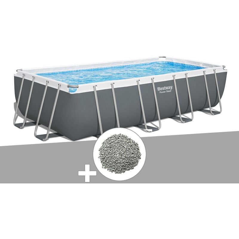 Bestway - Kit piscine tubulaire Power Steel rectangulaire 5,49 x 2,74 x 1,22 m + 10 kg de zéolite