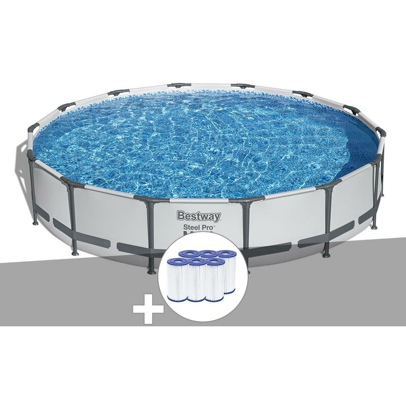 Bestway - Kit piscine tubulaire Steel Pro Max ronde 4,27 x 0,84 m + 6 cartouches de filtration