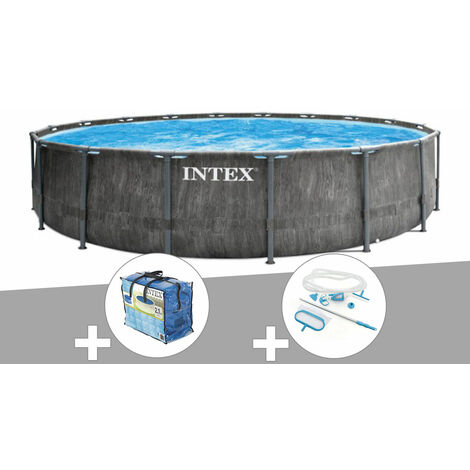 Kit piscine tubulaire Intex Baltik ronde 5,49 x 1,22 m + Bâche à bulles + Kit d'entretien