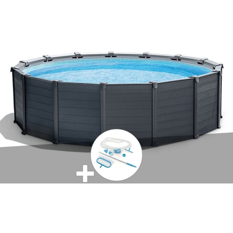 Intex - Kit piscine tubulaire Graphite ronde 4,78 x 1,24 m + Kit d'entretien