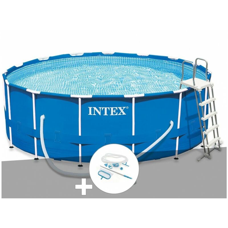 Intex - Kit piscine tubulaire Metal Frame ronde 4,57 x 1,22 m + Kit d'entretien